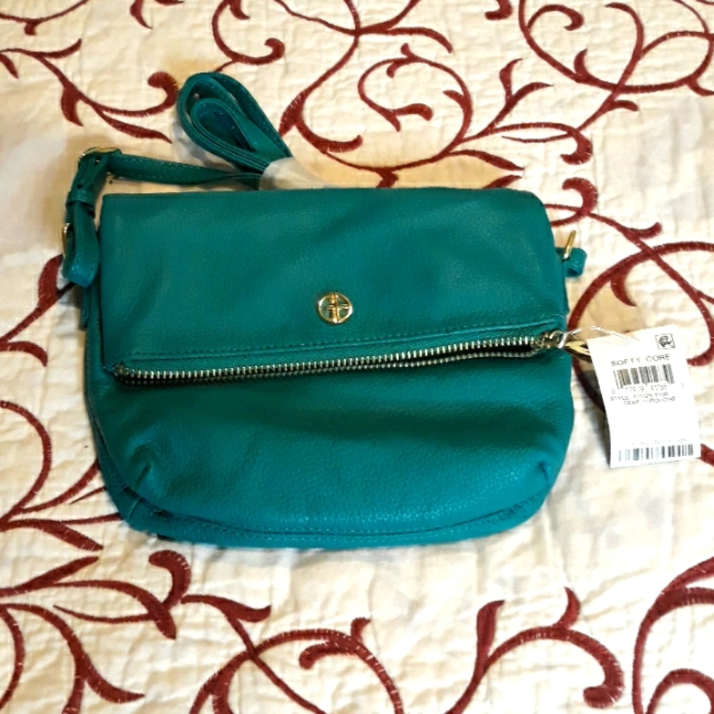 Gianni Bernini, Crossbody purse, Turqouise, pebble leather, NWT
